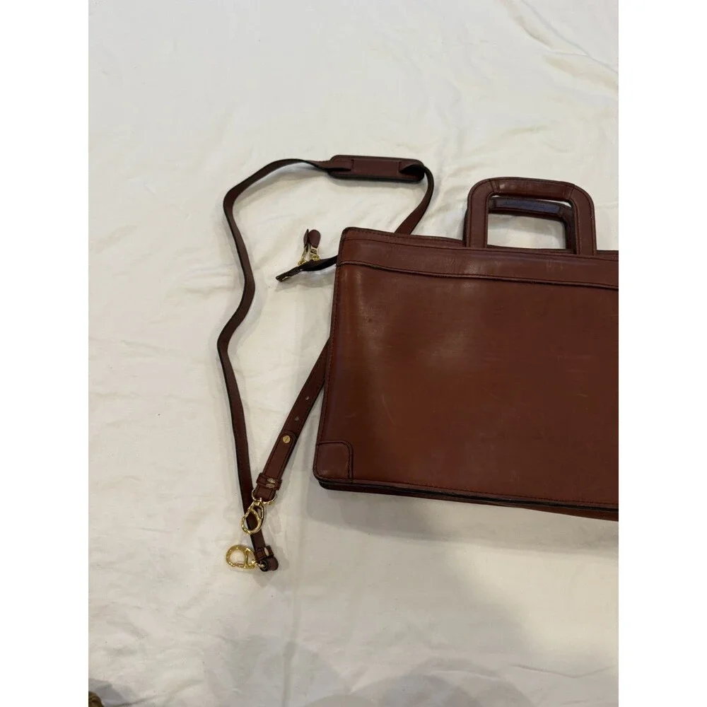 Samsonite Brown Leather Messenger Bag Laptop w/ Shoulder Strap 19” X 13”